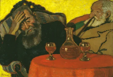 Meu pai e Piacsek, com vinho tinto